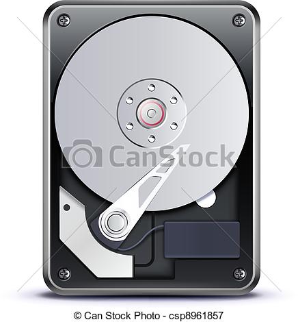 Of Hard Drive Disk   Vector Illustration Of Opened Hard Drive