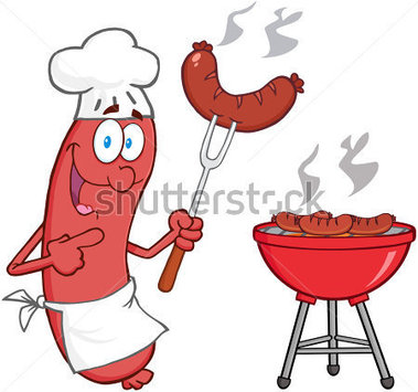 Saucisse Chef Cuisinier Au Barbecue Image Vectorielle   Clipart Me