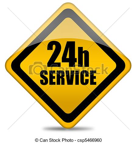 Stock Illustration   24 Hour Service Sign   Stock Illustration