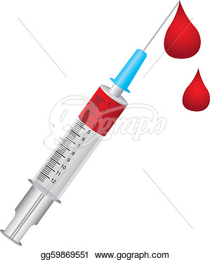 Stock Illustration   Injection With Bloond Drops Over White Background