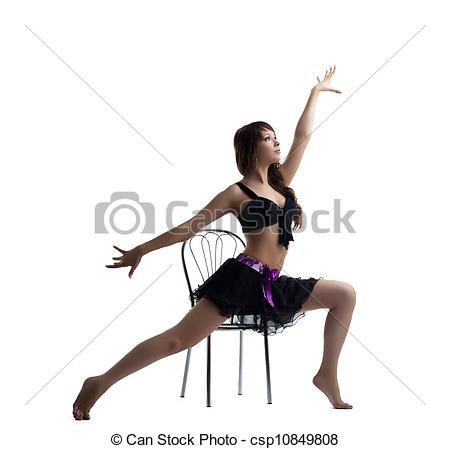 Stock Photo   Sexy Dance Instructor Show Exercise With Chair   Stock