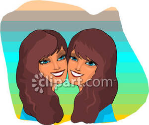 Twin Sisters   Royalty Free Clipart Picture