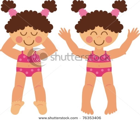 Twin Sisters Sunbathing   Vector Clip Art Picture
