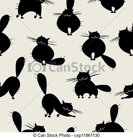 Vector   Funny Big Cats Seamless Pattern For Your Design   Stock