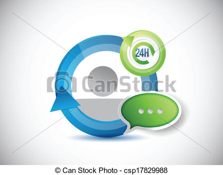 Vector Of 24 Hour Service Illustration Design Over A White Background