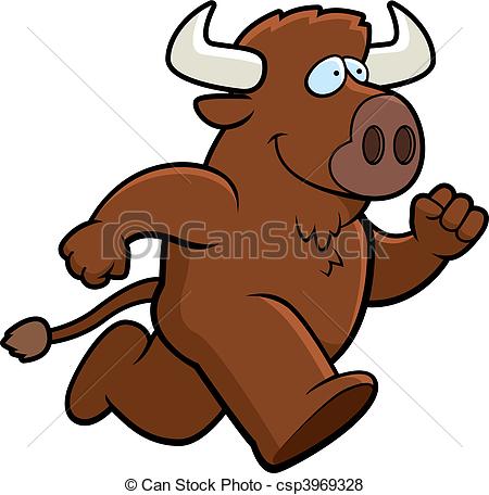 Vector Of Buffalo Running   A Happy Cartoon Buffalo Running And    