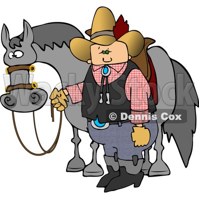     Beside His Saddled Horse While Holding The Reins Clipart   Djart