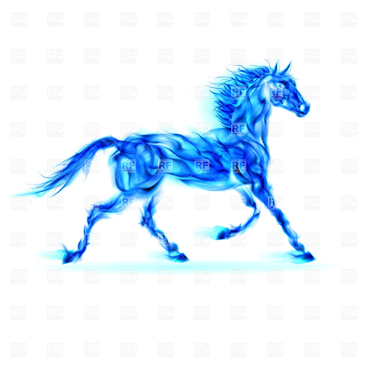 Blue Fire Horse In Motion On White Background 24888 Download Royalty