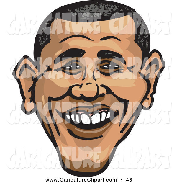 Caricature Clip Art Of Barack Obama Grinning By Dennis Holmes Designs    