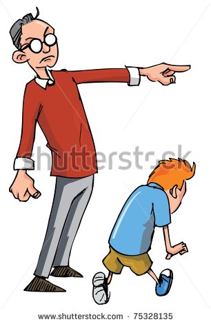 Cartoon Of Dad Scolding His Son And Sending Him Away   Stock Vector