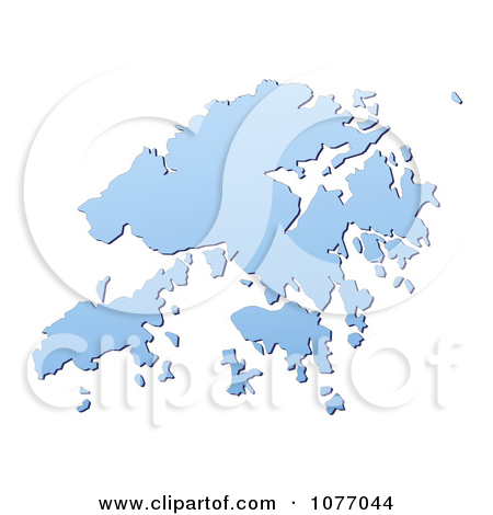 Clipart Gradient Blue Hong Kong Mercator Projection Map   Royalty Free