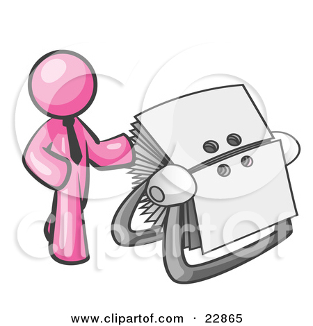 Clipart Illustration Of A Pink Businessman Standing Beside A Rotary
