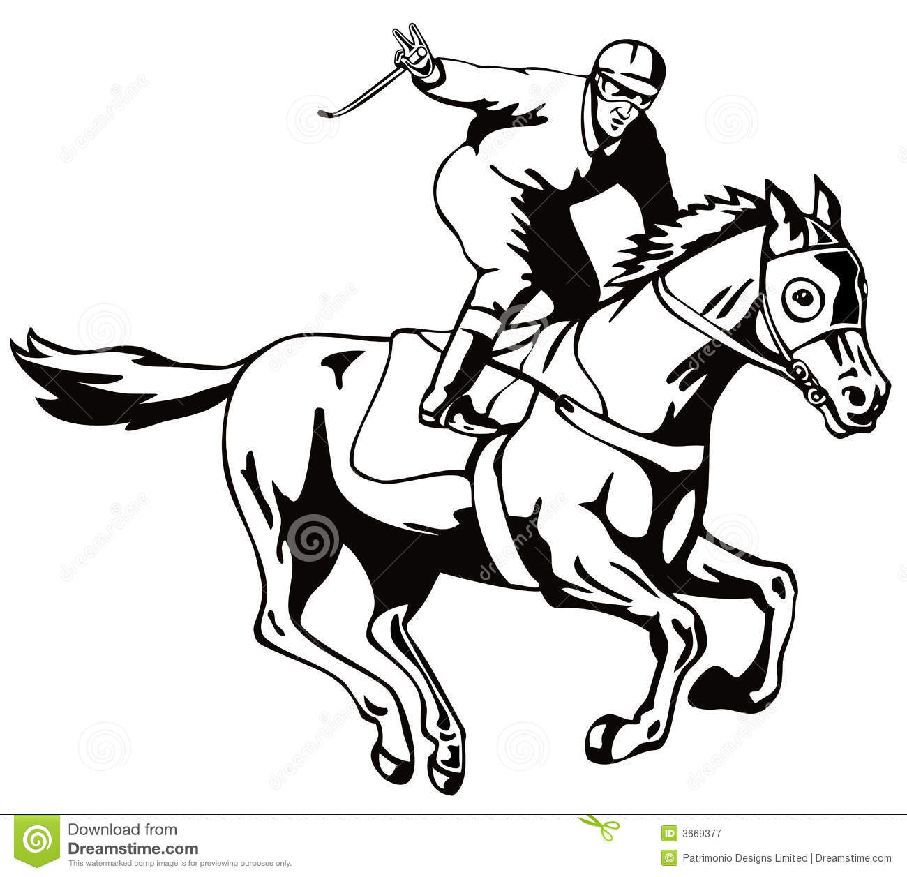 Clipart Of A Black And White Derby Horse Race Jockey Royalty Free Car