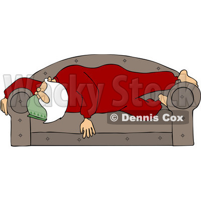Clipart Santa Sleeping On A Couch   Royalty Free Vector Illustration