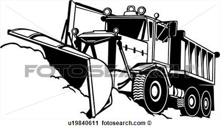 Construction Snow Plow Trade Truck View Large Clip Art Graphic
