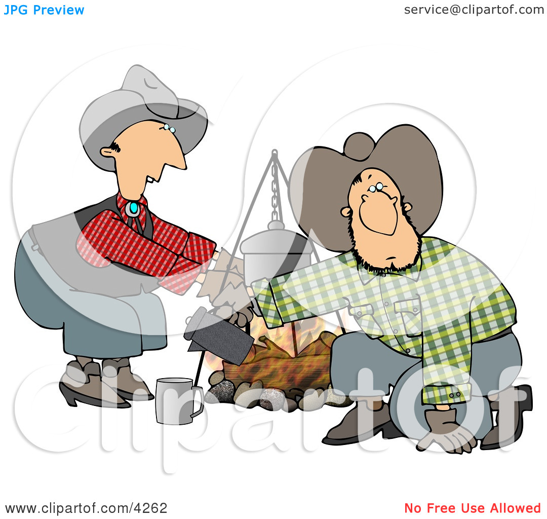 Cowboy And Cowgirl Beside A Campfire Clipart By Djart  4262