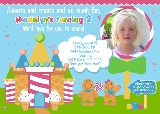 Details About Candyland Candy Land Custom Birthday Invitations