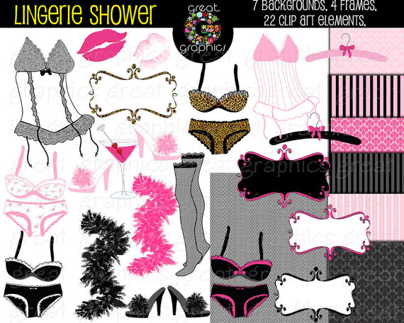 Lingerie Shower Printables Bridal Shower Clipart Bridal Shower    