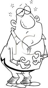 Of A Man Feeling Sick To His Stomach   Royalty Free Clipart Picture