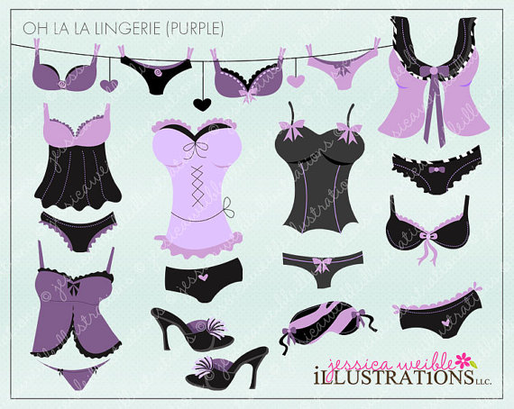 Oh La La Lingerie Purple Digital Clipart For Invitations Card Design