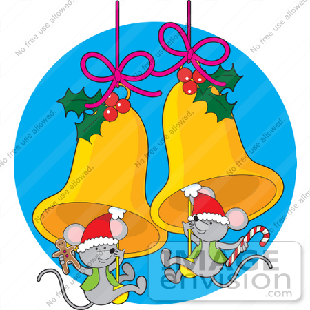 Royalty Free Christmas Clipart Of Two Cute Mice Wearing Santa Hats And    