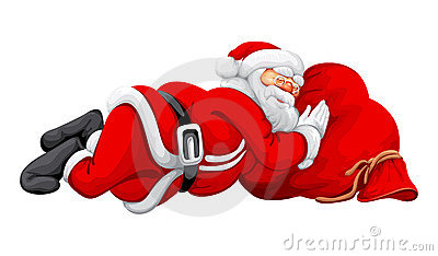 Santa Claus Sleeping On Then Sack Illustration Rasterized