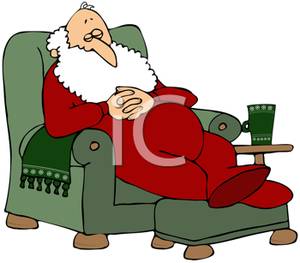Santa Sleeping In His Recliner Clip Art Image