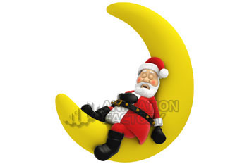 Santa Sleeping On Moon Power Clipart