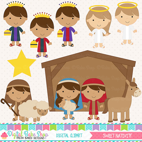 Silent Night  Holy Night  This Sweet Nativity Clipart Set Includes    