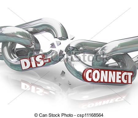 Stock Illustration Of Disconnect Words Broken Chain Links Separation