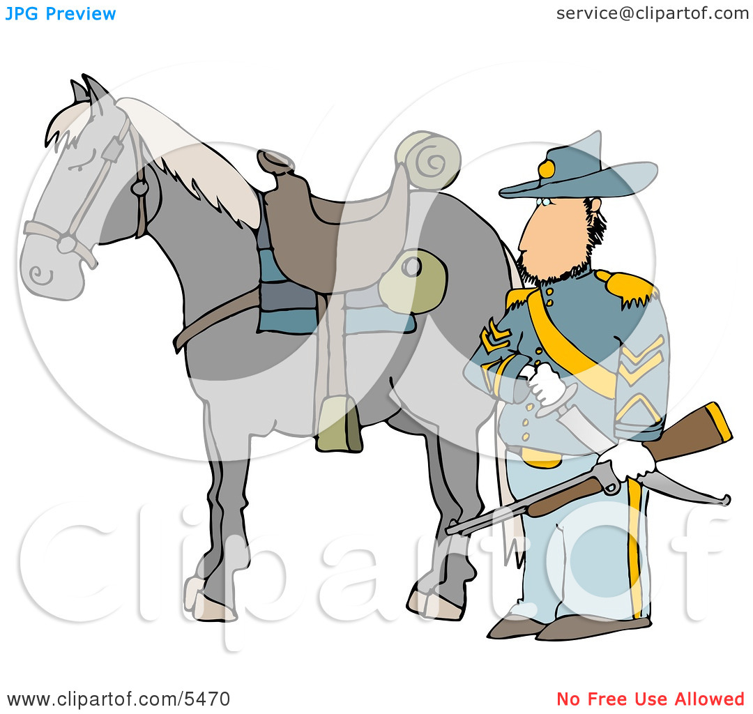 Union Soldier Standing Beside His Horse Clipart Illustration By Djart