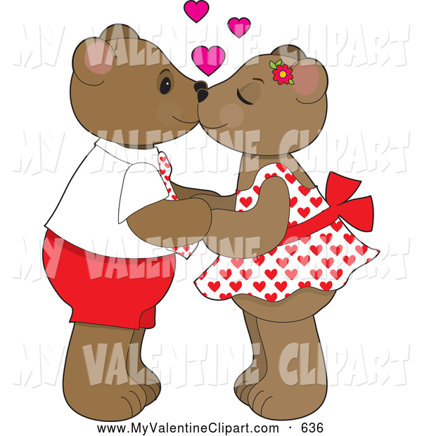 Valentine Clipart Of A Cute Teddy Bear Couple Holding Hands And