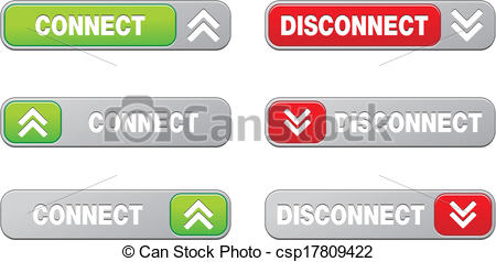Vector   Connect Disconnect Button Sets   Stock Illustration Royalty