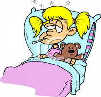 0511 0810 2317 3359 Little Girl Home Sick In Bed Clipart Image Jpg