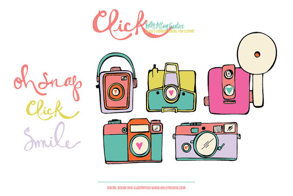 Camera Clipart   Hand Drawn Cameras   Photography Graphics   Doodle    