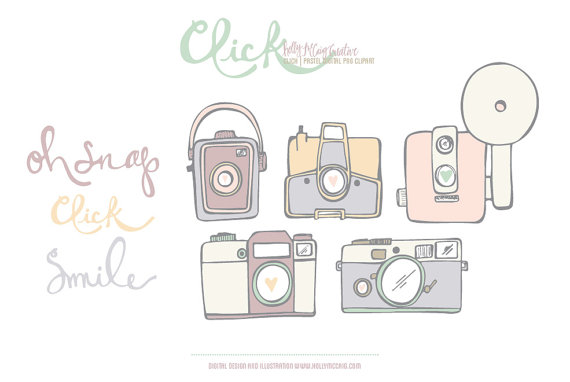 Camera Clipart   Hand Drawn Cameras   Photography Graphics   Doodle    