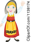 Cartoon Of A German Woman Waving Royalty Free Vector Clipart