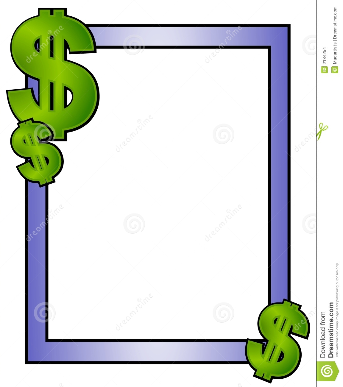 Cash And Money Background With Green Dollar Signs And A Blue Border 