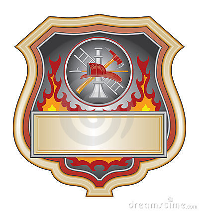     Firefighter Or Fire Department Shield With Firefighter Tools Logo