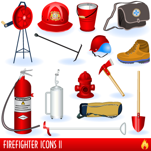 Free Eps File Firefighter And Firefighting Tool Design Vector 01