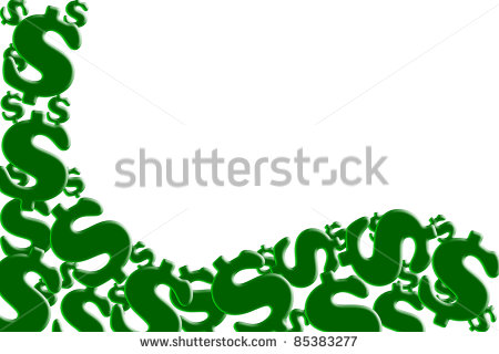 Green Dollar Signs Isolated On White For A Money Background Stock