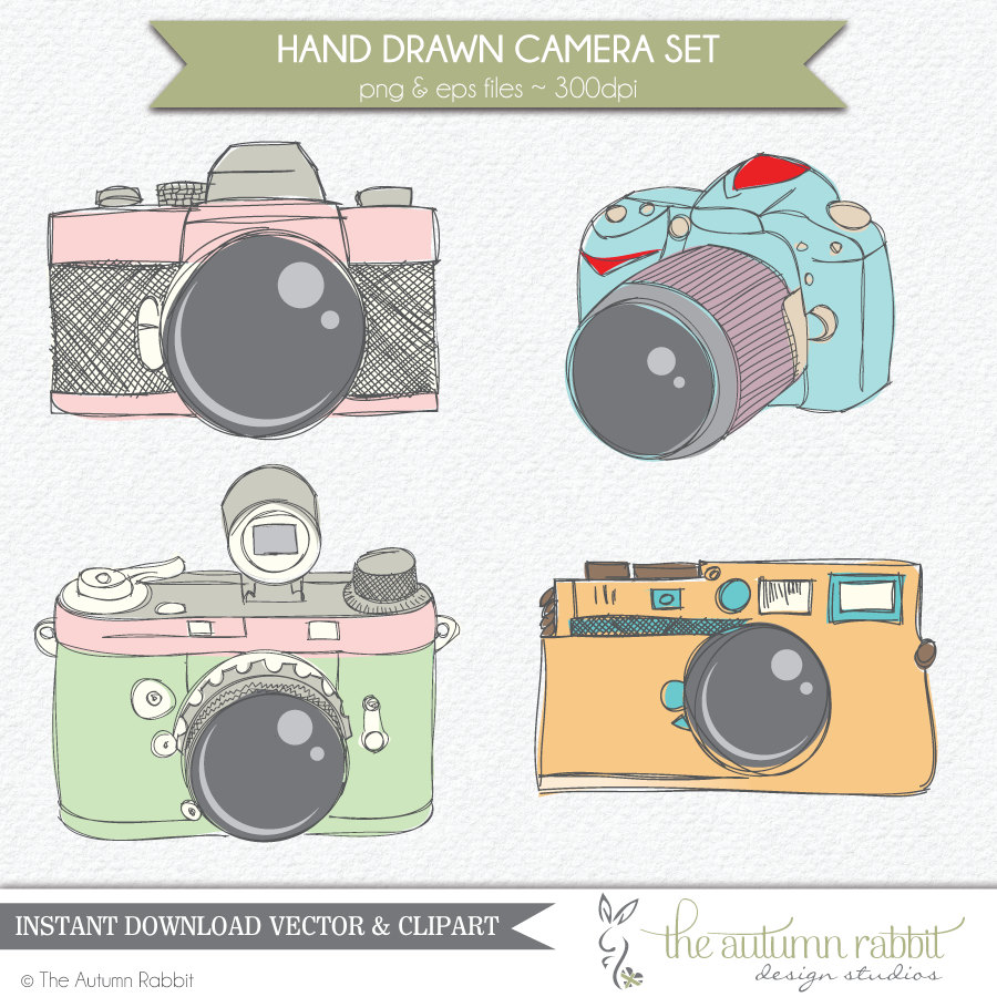 Hand Drawn Camera Clipart Vector Files High By Theautumnrabbit