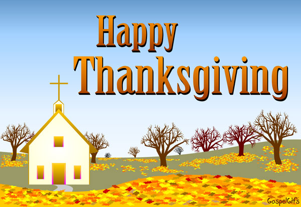 Happy Thanksgiving Church Scene   Free Christian Graphic