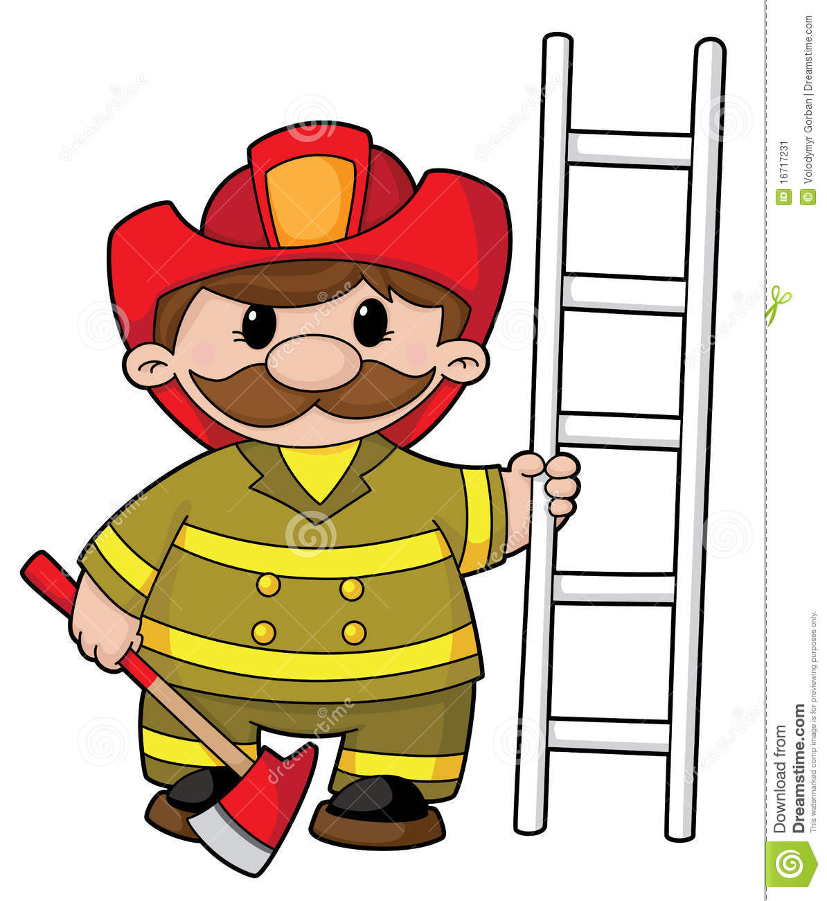 Illustration Of A Firefighter With The Equipment