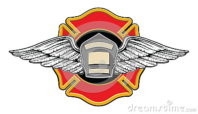 Illustration Of A Firefighters Badge Or Shield With Wings On A