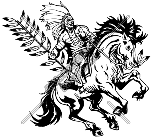 Indian On Horseback With Feather Spear Clipart And Vectorart  Sports    
