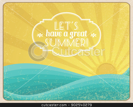 Let S Have A Great Summer Stock Vector Clipart Grunge Framed Sunset