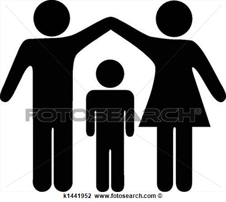 Mother Father Child Family Security View Large Clip Art Graphic