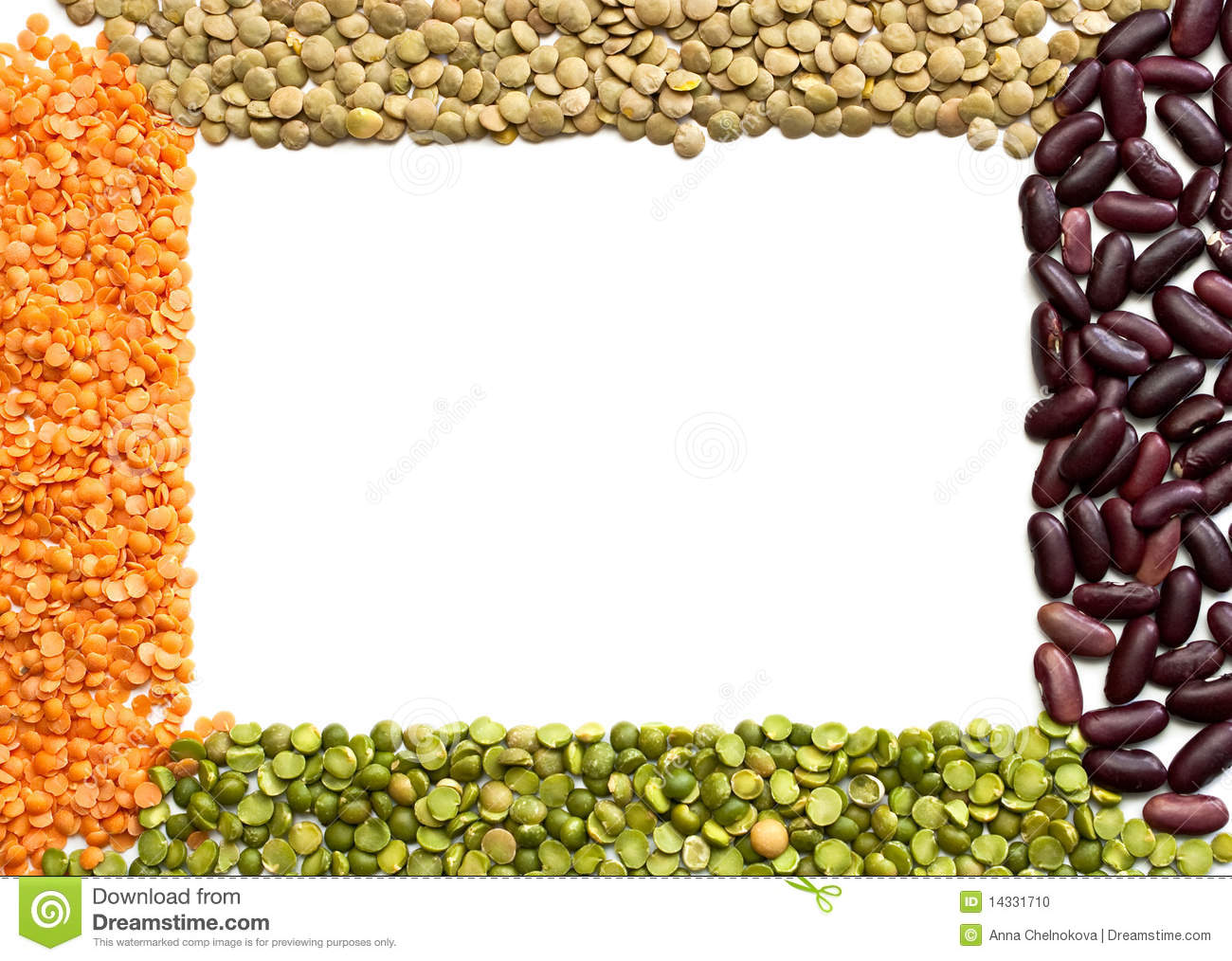 Multicolored Mixed Dried Beans On A White Background  Frame 