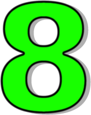 Number 8 Green    Signs Symbol Alphabets Numbers Outlined Numbers